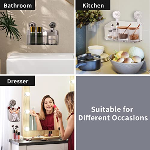 Dobbyby 3-Pack Suction Cups Wall Mounted Makeup Brush Holder Toothbrush Holder Skincare Organizer Shower Caddy Wall Spice Rack Storage Plastic Pet Holder Ideal for Kitchen or Bathroom, Smoke