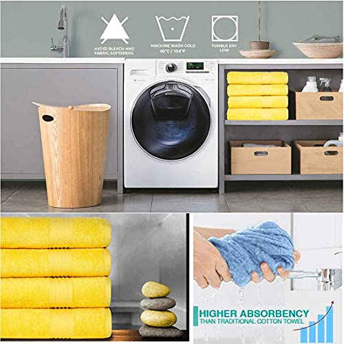 Lchkrep Bathroom Hand Towels (14x30 inch), Home Soft 100% Cotton Super Soft Highly Absorbent Hand Towel for Bath, Hand, Face, Gym and Spa,(Yellow 2 Pack)