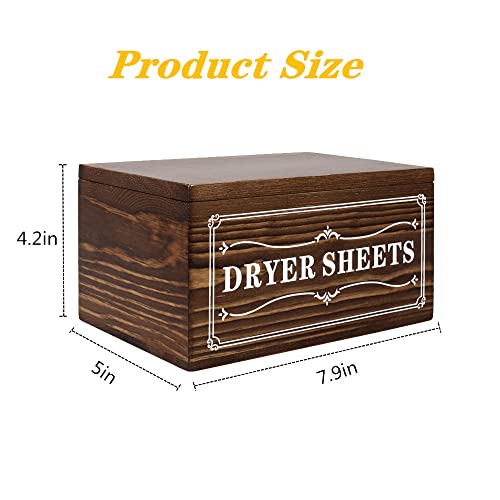 Minelife Dryer Sheet Holder with Lid Wood Dryer Sheet Holder Farmhouse Rustic Dryer Sheet Dispenser, Farmhouse Laundry Room Decor Dryer Sheet Container Storage Box for Laundry Room