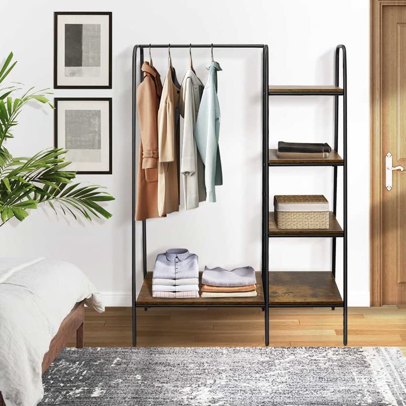 LUKEO Floor-Standing Coat Rack Home Bedroom Iron Hanger Clothing Store Bag Shoes Display Clothes Rack