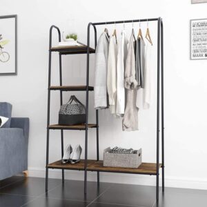 LUKEO Floor-Standing Coat Rack Home Bedroom Iron Hanger Clothing Store Bag Shoes Display Clothes Rack