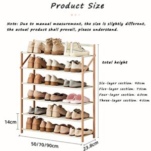 WYQQ Collapsible Shoe Hanger for Home Dormitory Mudroom Standing Bamboo Shoe Storage Rack No Installation(Size:70x23.8x75cm,Color:Pink)