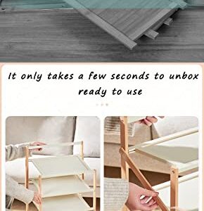 WYQQ Collapsible Shoe Hanger for Home Dormitory Mudroom Standing Bamboo Shoe Storage Rack No Installation(Size:70x23.8x75cm,Color:Pink)