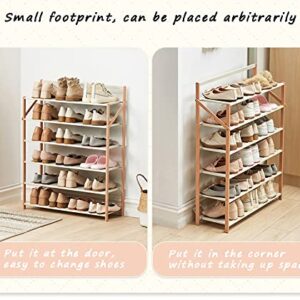 WYQQ Collapsible Shoe Hanger for Home Dormitory Mudroom Standing Bamboo Shoe Storage Rack No Installation(Size:70x23.8x75cm,Color:Pink)