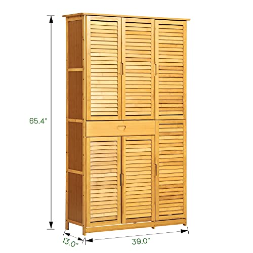 MoNiBloom Large Shoe Storage Cabinet Storage Organizer with Shutter Doors & 1 Drawer for More Than 40 Pairs Living Room Entryway Hallway Bedroom Living Room, Natural