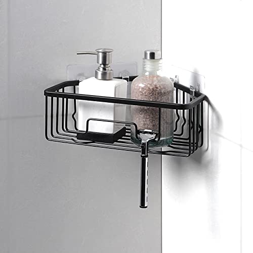 SunnyPoint RustProof Aluminum Wall Mount Shower Caddy Basket Shelf; Adhesive Hook Pad Included (Triangle, BLK)