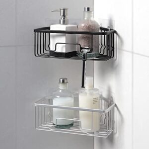 SunnyPoint RustProof Aluminum Wall Mount Shower Caddy Basket Shelf; Adhesive Hook Pad Included (Triangle, BLK)