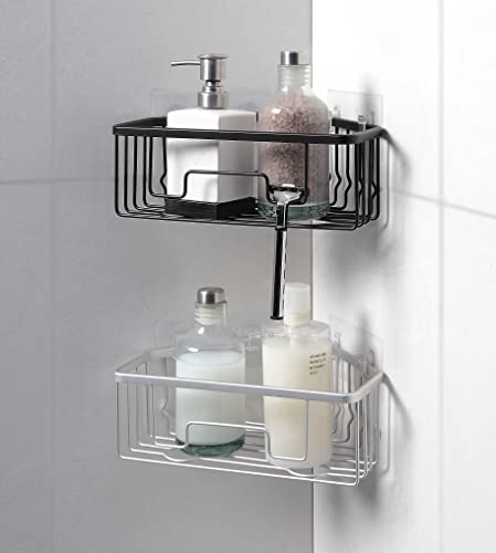 SunnyPoint RustProof Aluminum Wall Mount Shower Caddy Basket Shelf; Adhesive Hook Pad Included (Triangle, BLK)