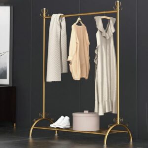 LUKEO Floor Metal Hanger Living Room Coat Stand Balcony Drying Rack Folding Clothes Hanger