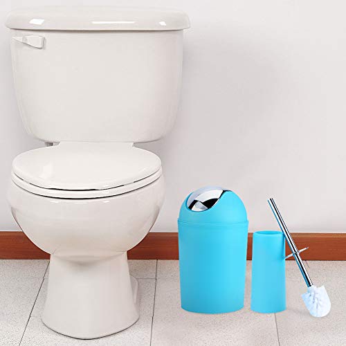Cocoarm 6 Piece Bathroom Accessory Set Bathroom Accessories Set, Plastic Cup, Toothbrush Holder, Soaps Holder, Lotion Bottles, Bins, Toilet Brush Bathroom Set (Blue)