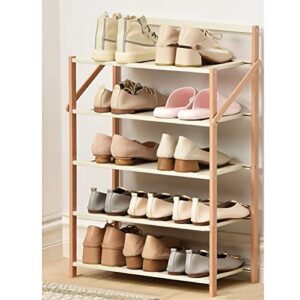 wyqq collapsible shoe hanger for home dormitory mudroom standing bamboo shoe storage rack save space(size:50x23.8x75cm,color:pink)