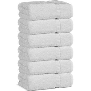 chakir turkish linens | hotel & spa quality 100% cotton premium turkish towels | soft & absorbent (6-piece hand towels, white)