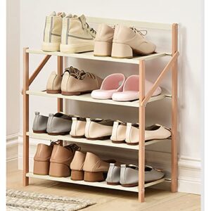 wyqq collapsible shoe hanger for home dormitory mudroom standing bamboo shoe storage rack durable(size:50x23.8x60cm,color:pink)