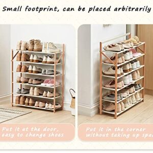 WYQQ Collapsible Shoe Hanger for Home Dormitory Mudroom Standing Bamboo Shoe Storage Rack Durable(Size:50x23.8x60cm,Color:Pink)