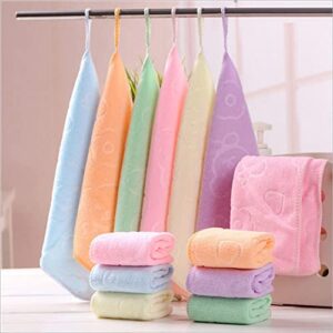 ZHUOEEDAAY 10 Pcs Hand Dry Towel Hanging Loop Fast Drying Superfine Hand Towel Square Hanging Hand Towels Absorbent Hanging Coral Velvet Hand Towels with Hanging Loops for Kitchen Bathroom