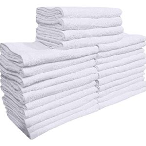 24 Pcs (2 Dozen) White 16x27 Inch Cotton Blend Economy Hand Towels Salon/ Gym/ Hotel Super use Absorbent Best for Kitchen,Janitorial,Home use Towels