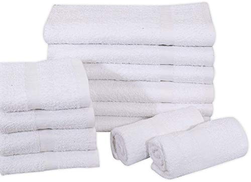 24 Pcs (2 Dozen) White 16x27 Inch Cotton Blend Economy Hand Towels Salon/ Gym/ Hotel Super use Absorbent Best for Kitchen,Janitorial,Home use Towels