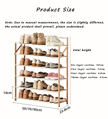 WYQQ Collapsible Shoe Hanger for Home Dormitory Mudroom Standing Bamboo Shoe Storage Rack No Installation(Size:70x23.8x75cm,Color:Brown)