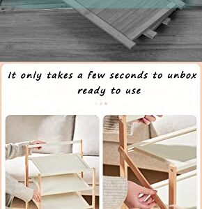 WYQQ Collapsible Shoe Hanger for Home Dormitory Mudroom Standing Bamboo Shoe Storage Rack No Installation(Size:70x23.8x75cm,Color:Brown)