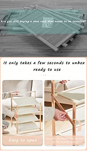 WYQQ Collapsible Shoe Hanger for Home Dormitory Mudroom Standing Bamboo Shoe Storage Rack No Installation(Size:70x23.8x75cm,Color:Brown)