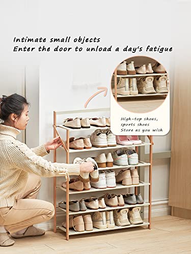 WYQQ Collapsible Shoe Hanger for Home Dormitory Mudroom Standing Bamboo Shoe Storage Rack No Installation(Size:70x23.8x75cm,Color:Brown)