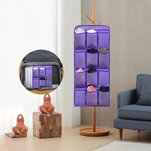 ANIZER Dual Sided Hanging Shoe Organizer for Closet with 24 Large Pockets Hanging Shoe Rack Holder with Rotating Hanger (PURPLE)