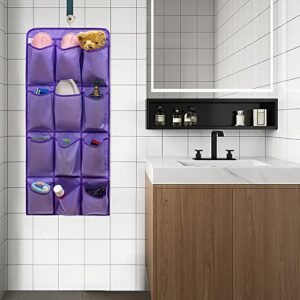 ANIZER Dual Sided Hanging Shoe Organizer for Closet with 24 Large Pockets Hanging Shoe Rack Holder with Rotating Hanger (PURPLE)