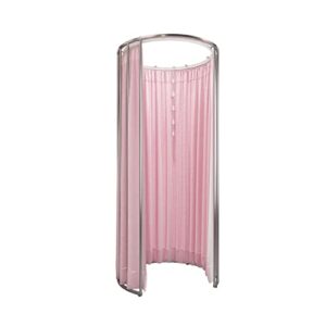 clothing store fitting room silver rod with curtain, portable temporary mobile privacy protection dressing room, foldable mall simple changing room and display rack, 200x100cm (pink)
