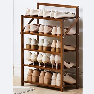 wyqq collapsible shoe hanger for home dormitory mudroom standing bamboo shoe storage rack save space(size:50x23.8x75cm,color:brown)