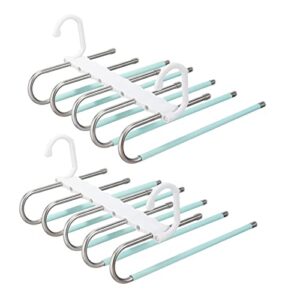 pants hangers 2pack, 5 layers hangers space saving- 2 uses multifuctional pants rack hanger anti-slip clothes hanger for pants jeans trousers skirts scarf - closet storage organizer
