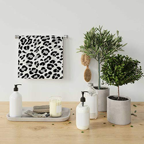 Vantaso Bath Hand Towels Snow Leopard Animal Print，Soft & Absorbent Washcloths Towel for Bathroom Kitchen Hotel Gym Spa