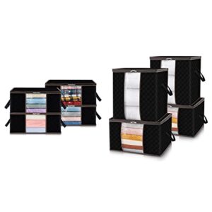 lifewit 4 pack 35l clothes storage bag, bundle with 4 pack 90l clothes storage bag organizer, black