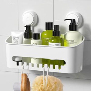 luxear shower caddy suction cup no-drilling removable shower shelf powerful heavy duty hold up to 22lbs, waterproof storage basket for shampoo & toiletries bathroom & kitchen caddy organizer