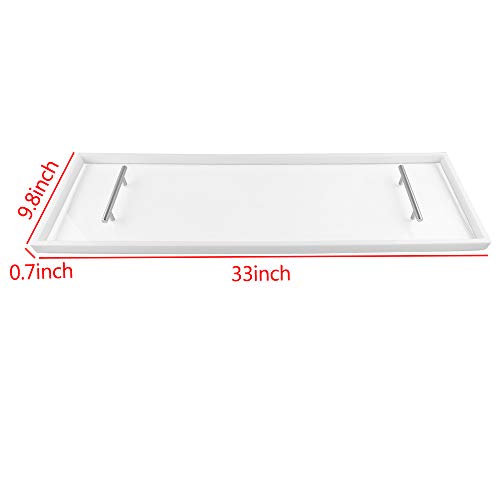 ZXMOTO Clear Bathtub Caddy Tray 33 Inch Acrylic Bathtub Tray Caddy Tray with Stainless Steel Handles