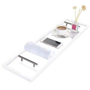 ZXMOTO Clear Bathtub Caddy Tray 33 Inch Acrylic Bathtub Tray Caddy Tray with Stainless Steel Handles