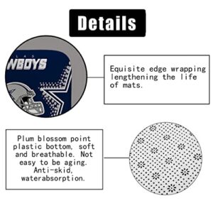 Namdeva 4PCS Sports Shower Curtain Set, American Football Helmet Stadium Grey Dots White Quotes Navy Blue Texas Star Touchdown Man Cave Bathroom Decor, Non-Slip Bath Mat, Gifts for Men Teenage Boys