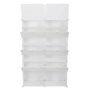 NA 7-Tier Portable 28 Pair Shoe Rack Organizer 14 Grids Tower Shelf Storage Cabinet Stand Expandable for Heels, Boots, Slippers, White