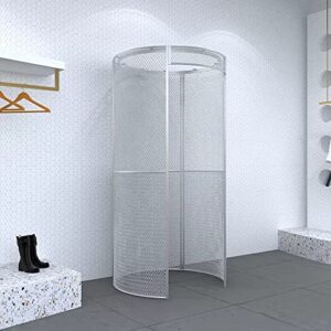 clothing store fitting room curtain, portable temporary mobile privacy protection dressing room, foldable mall simple changing room and display rack, 200x100cm (silver frame)