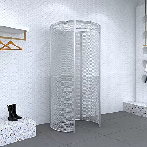 Clothing Store Fitting Room Curtain, Portable Temporary Mobile Privacy Protection Dressing Room, Foldable Mall Simple Changing Room and Display Rack, 200x100cm (Silver Frame)