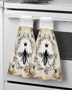bee 1pcs hanging hand towels absorbent hand towel soft thick oven towel tea bar dish cloth dry towel for kitchen bathroom 18x14inch home decor, french bee garden vintage queen floral