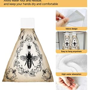 Bee 1Pcs Hanging Hand Towels Absorbent Hand Towel Soft Thick Oven Towel Tea Bar Dish Cloth Dry Towel for Kitchen Bathroom 18x14inch Home Decor, French Bee Garden Vintage Queen Floral