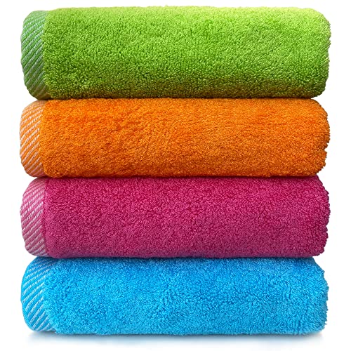 MEMRUI Woodfiber Multicolor Hand Towels,13 X 28 in (4 Pack in 4 Color)