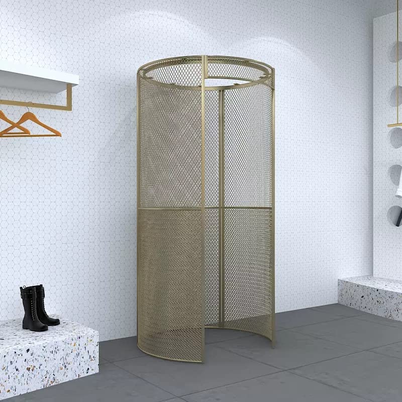 Clothing Store Fitting Room Curtain Frame, Portable Temporary Mobile Privacy Protection Dressing Room, Foldable Mall Simple Changing Room and Display Rack, 200x100cm (Gold Frame)