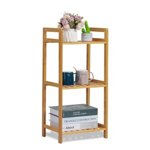 monibloom shoe rack organizer with handles for entryway, bamboo 3-tier adjustable boots shoe shelf organizer for 6-10 pairs hallway bedroom living room, natural