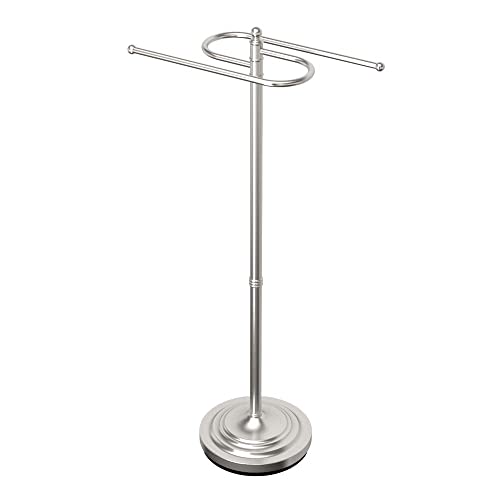 Gatco 1506 Floor Standing S Style Towel Holder, Satin Nickel