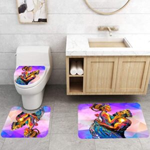 African American Woman Shower Curtains for Bathroom, 4PCS Bathroom Sets Include 1 Fabric Shower Curtain, 2 Non-Slip Bathroom Rugs and 1 Toilet Lid Cover, Black Girl Bathroom Decor