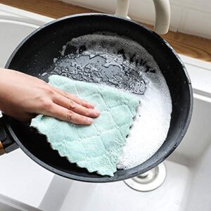 Towels Hanging Hand Dishclout Kitchen Nonstick Oil Coral Velvet Kitchen Dining Bar (Green, One Size)