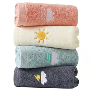 ruibolu hand towels for bathroom set 4 piece, 100% cotton bath hand towel, face towel soft highly absorbent towels for adults and children for bathroom kitchen, 14x29 inch (pink white blue gray)