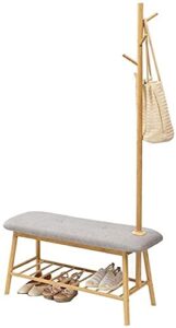 llibnn bamboo shoe storage bench standing shoe shelf with coat rack seat cushion for closet cloakroom entryway hallway (color : brown) (color : grey)