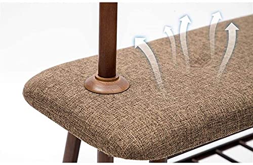 llibnn Bamboo Shoe Storage Bench Standing Shoe Shelf with Coat Rack Seat Cushion for Closet Cloakroom Entryway Hallway (Color : Brown) (Color : Grey)